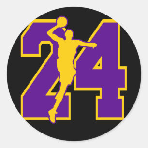 NUMMER 24 MET BASKETBALSPELER RONDE STICKER