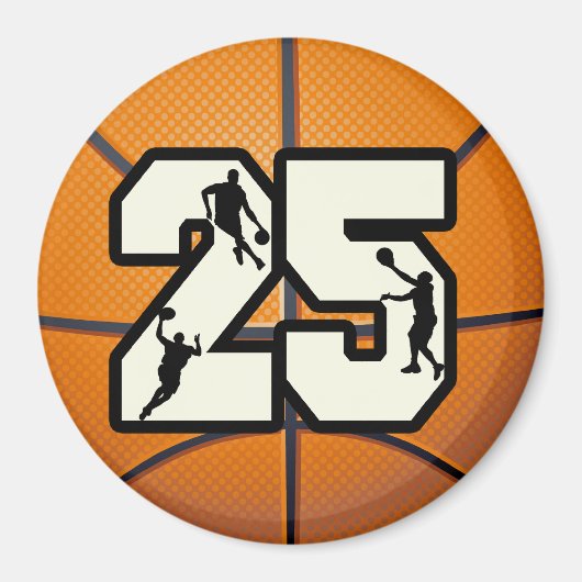 Nummer 25 Basketball Magneet (Voorkant)