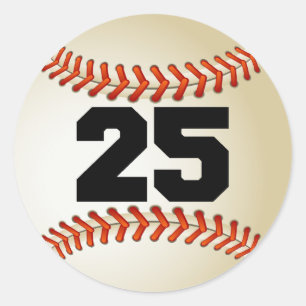 Nummer 25 Honkbal Ronde Sticker