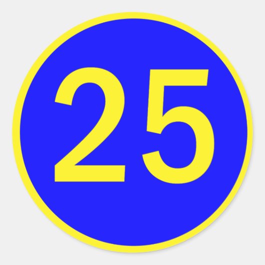 nummer 25 in een cirkel ronde sticker (Voorkant)