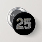 Nummer 25 Vijfentwintig Iridescent Silver Text Cla Ronde Button 5,7 Cm (Voorkant /achterkant)