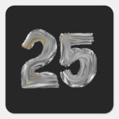 Nummer 25 Vijfentwintig Iridescent Silver Text Cla Vierkante Sticker (Voorkant)
