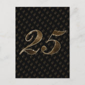 Nummer 25 Zwart Goud 25e Verjaardag Jubileum Briefkaart (Voorkant)