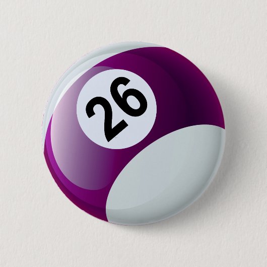 Nummer 26 Billiards Ball Ronde Button 5,7 Cm (Voorkant)