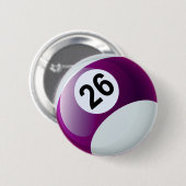 Nummer 26 Billiards Ball Ronde Button 5,7 Cm (Voorkant /achterkant)