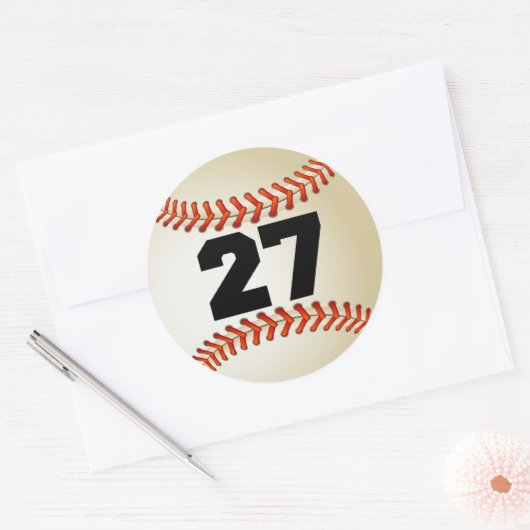 Nummer 27 Honkbal Ronde Sticker (Envelop)