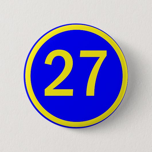 nummer 27 in een cirkel ronde button 5,7 cm (Voorkant)