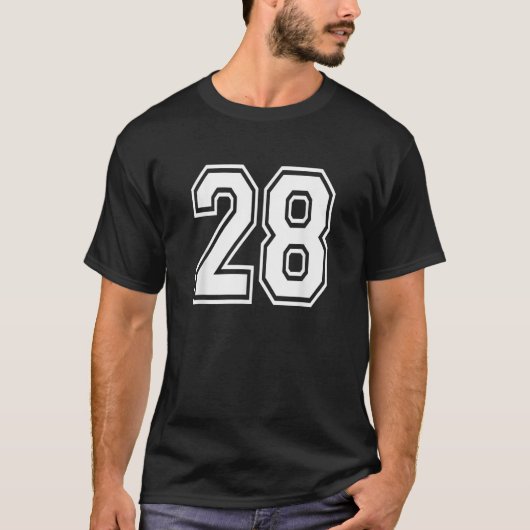 Nummer 28 genummerd uniform sport jersey team 28e t-shirt (Voorkant)