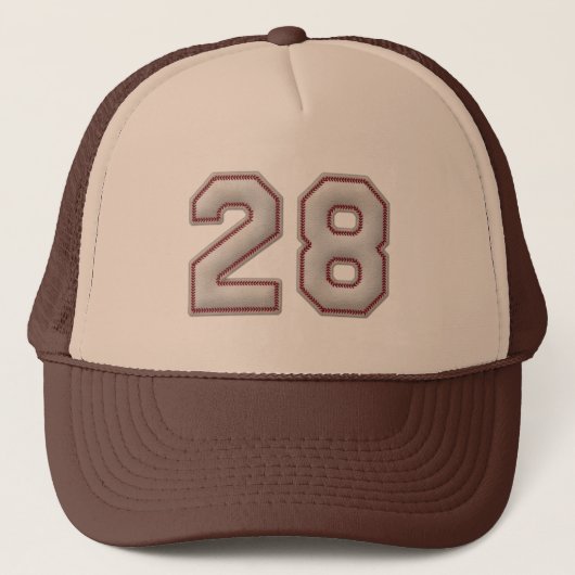 Nummer 28 met Cool Baseball Stitches Kijk Trucker Pet (Voorkant)