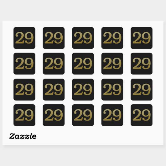 Nummer 29 Gouden Vierkante Sticker (Vel)