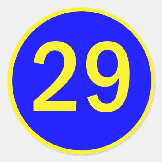Nummer 29 in een cirkel ronde sticker (Voorkant)