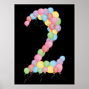 Nummer 2 ballonnen Vervalbanner van verjaardagsfee Poster