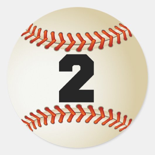 Nummer 2 Baseball Ronde Sticker (Voorkant)