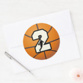 Nummer 2 Basketball en speler Ronde Sticker (Envelop)