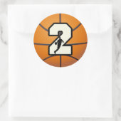 Nummer 2 Basketball en speler Ronde Sticker (Tas)