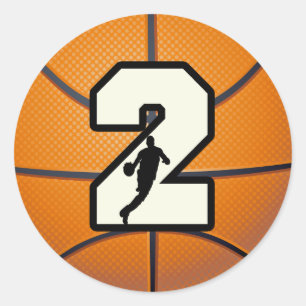 Nummer 2 Basketball en speler Ronde Sticker