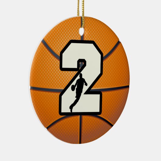 Nummer 2 Basketball Keramisch Ornament (Rechts)