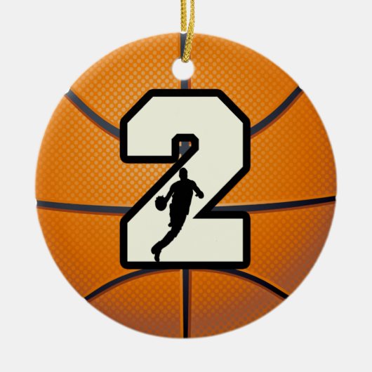 Nummer 2 Basketball Keramisch Ornament (Voorkant)