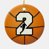 Nummer 2 Basketball Keramisch Ornament (Achterkant)