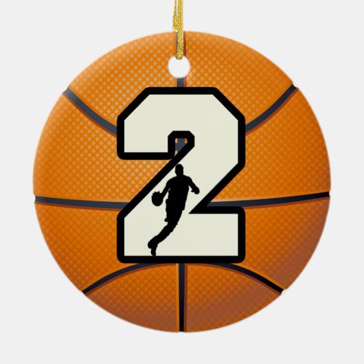 Nummer 2 Basketball Keramisch Ornament (Achterkant)