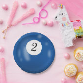 Nummer 2 biljartbal papieren bordje (Feest)