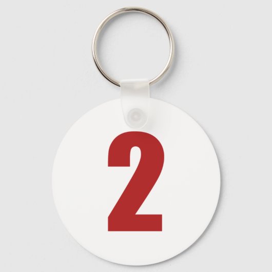 Nummer 2 in rood op witte sleutelhanger (Voorkant)