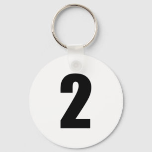 nummer 2 in zwart op witte sleutelhanger