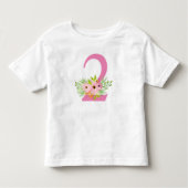Nummer 2 met bloemen kinder shirts (Voorkant)