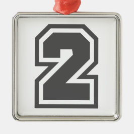 Nummer 2 metalen ornament