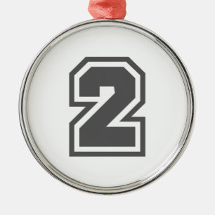 Nummer 2 metalen ornament