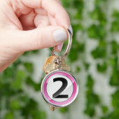 Nummer 2 roze premium Sleutelhanger (Hand)