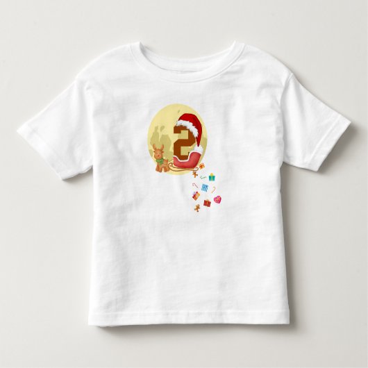 Nummer 2 Santa Sleigh Christmas Theme 2 jaar oud Kinder Shirts (Voorkant)