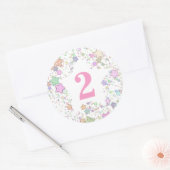 Nummer 2 TWEE Meisjes 2e Verjaardag Pastel Sterren Ronde Sticker (Envelop)
