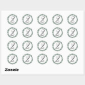 Nummer 2 Twee Monogram Minimalistische Botanische  Ronde Sticker (Vel)