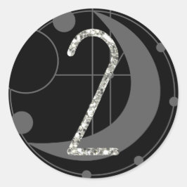 Nummer 2 Twee Rune Monogram Geometrische Maan Zwar Ronde Sticker