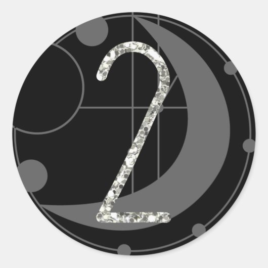 Nummer 2 Twee Rune Monogram Geometrische Maan Zwar Ronde Sticker (Voorkant)
