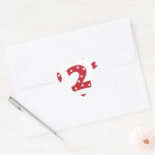Nummer 2 - Witte Sterren op Donkerrood Hart Sticker (Envelop)