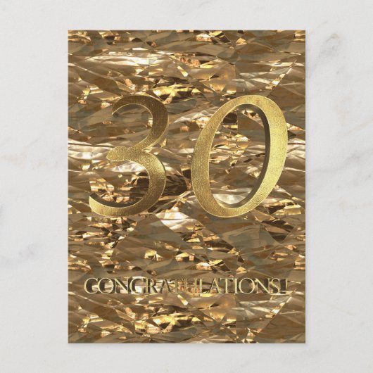 Nummer 30 30e Jubileum Gouden Typografie Briefkaart (Voorkant)