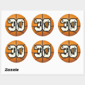 Nummer 30 Basketball Ronde Sticker (Vel)
