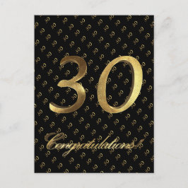 Nummer 30 Black Gold 30th Birthday Jubileum Briefkaart