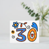 Nummer 30 Cartoon Verjaardag Leeftijd Briefkaart (Staand voorkant)