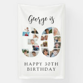 Nummer 30 Foto Co|lage 30e verjaardagsfeestje Spandoek (Verticaal)