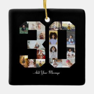 Nummer 30 Fotocollage Keramisch Ornament