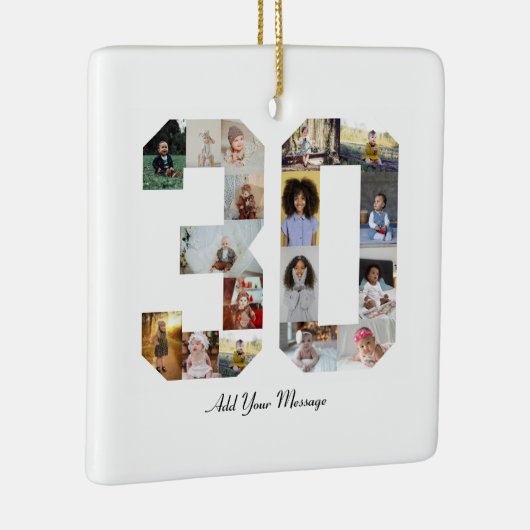 Nummer 30 Fotocollage Keramisch Ornament (Rechts)