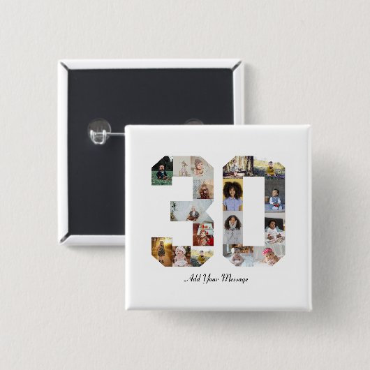 Nummer 30 Fotocollage Vierkante Button 5,1 Cm (Voorkant /achterkant)