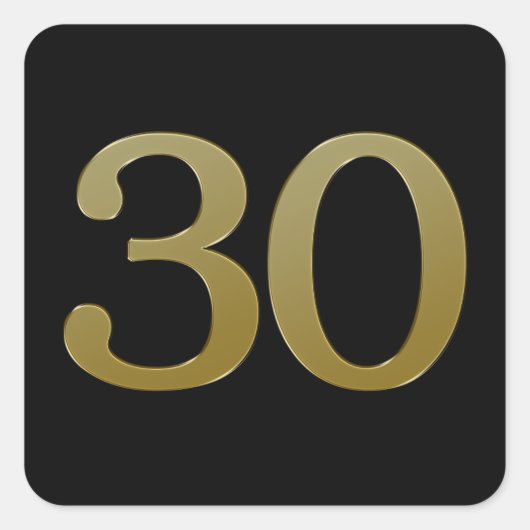 Nummer 30 Gold Square Sticker (Voorkant)