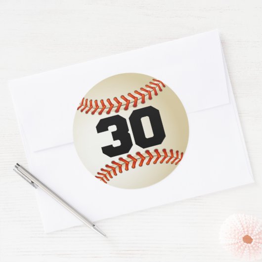 Nummer 30 Honkbal Ronde Sticker (Envelop)