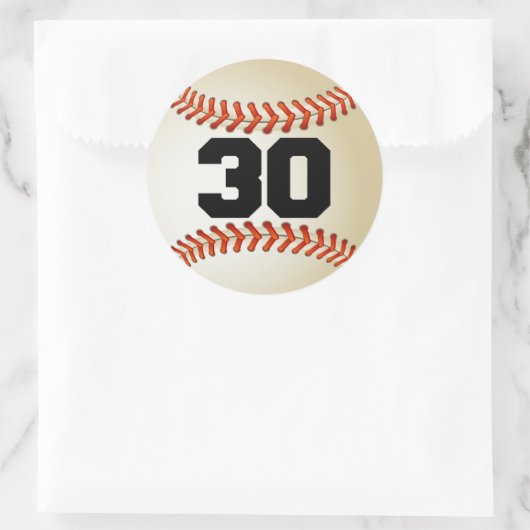 Nummer 30 Honkbal Ronde Sticker (Tas)