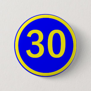 nummer 30 in een cirkel ronde button 5,7 cm