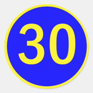 nummer 30 in een cirkel ronde sticker